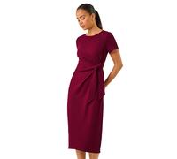 Roman Petite Textured Tie Side Dress In Wine Wine 16