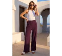 Roman Petite Textured Trouser In Wine Wine