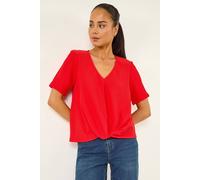 Roman Petite Textured Twist Hem Top Red 18