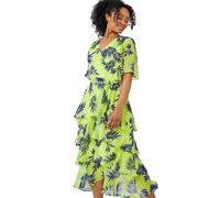 Petite Tropical Chiffon Tiered Midi Dress Roman Lime 8