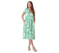 Roman Petite Tropical Pocket Stretch Midi Dress In Green Green 18