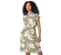 Roman Petite Tropical Print Shirt Dress In Khaki Khaki 18