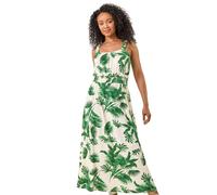 Roman Petite Tropical Strappy Midi Dress In Green Green 16