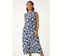Petite Tropical Trim Midi Dress Roman Navy 16