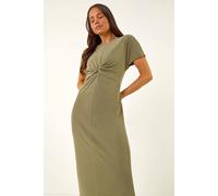 Roman Women's Petite Twist Front Stretch Midi Dress in Khaki | Size: 18 Roman Khaki 18