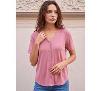 Roman Petite V Neck Buttoned Blouse Pink