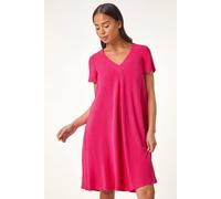 Roman Petite V-Neck Swing Pocket Dress In Cerise Cerise 16