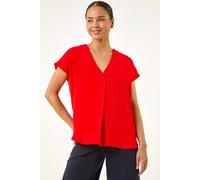 Roman Petite V-Neck Tuck Front Top In Red Red 8