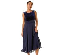Roman Petite Velvet Bodice Midi Dress In Midnight Midnight 10