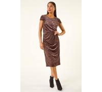 Roman Women's Petite Velvet Burnout Stretch Dress in Chocolate | Size: 18 Roman Chocolate 18