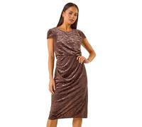 Roman Petite Velvet Burnout Stretch Dress In Chocolate Chocolate 8
