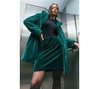 Roman Petite Velvet Stretch Skirt for Women UK - Ladies Everyday Autumn Winter Comfy Soft Evening Vacation Work Party Night Out - Petite Forest - Size 14 Green