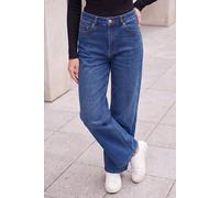 Roman Originals Wide Leg Jeans for Women UK Ladies Denim Trousers Palazzo Pants Jeggings Stretchy Cotton Summer Winter Smart Office Work Party Flattering Bottoms - Petite Cobalt - Size 8
