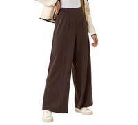 Roman Petite Wide Leg Ponte Stretch Trouser for Women UK Ladies Autumn Everyday Winter Holiday Elasticated Waist Comfy Pocket Detail Soft Jersey Bottoms Office Desk Pants - Petite Chocolate - Size 16