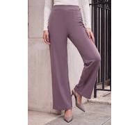 Roman Women's Petite Wide Leg Ponte Stretch Trouser in Taupe | Size: 12