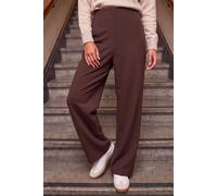 Roman Petite Wide Leg Stretch Trouser for Women UK - Ladies Everyday Autumn Winter Comfy Soft Evening Vacation Work Party Night Out - Petite Chocolate - Size 10