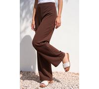 Roman Petite Wide Leg Stretch Trouser for Women UK - Ladies Everyday Autumn Winter Comfy Soft Evening Vacation Work Party Night Out - Petite Chocolate - Size 18