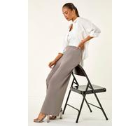 Roman Women's Petite Wide Leg Stretch Trouser in Taupe | Size: 18 Roman Taupe 18