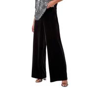 Roman Petite Wide Leg Velvet Stretch Trouser In Black Black 8