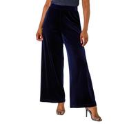 Roman Petite Wide Leg Velvet Stretch Trouser In Midnight Midnight 16