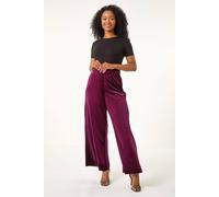 Petite Wide Leg Velvet Stretch Trouser Roman Plum 18