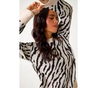 Petite Zebra Print Knitted Jumper Roman Stone 18