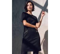 Roman Petite Zip Detail Pocket Shift Dress In Black Black
