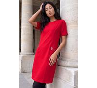 Roman Petite Zip Detail Pocket Shift Dress In Red Red