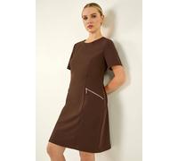 Roman Petite Zip Pocket Stretch Dress In Chocolate Chocolate