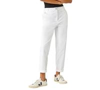 Roman Plain Cotton Chino Trousers for Women UK - Ladies Spring Everyday Summer Holiday Button Up Comfy Belt Loops Soft Pocket Detail Bottoms Day Out Pants - White - Size 12