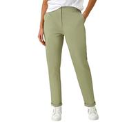Roman Plain Cotton Chino Trousers for Women UK - Ladies Spring Everyday Summer Holiday Button Up Comfy Belt Loops Soft Pocket Detail Bottoms Day Out Pants - Khaki - Size 18