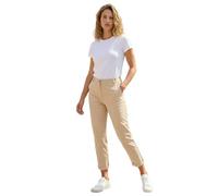 Roman Plain Cotton Chino Trousers for Women UK - Ladies Spring Everyday Summer Holiday Button Up Comfy Belt Loops Soft Pocket Detail Bottoms Day Out Pants - Stone - Size 16