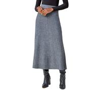 Roman Originals Knitted Skirt for Women UK Ladies Midi Maxi Full Length Winter Autumn A-Line Swing Pull On Smart Casual Work Office Elasticated Waist Flattering Knit Knitwear - Grey - Size 14