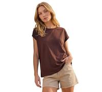 Roman Plain Stretch Cotton Jersey T-Shirt for Women UK Ladies Spring Everyday Summer Holiday Round Neckline Comfy Short Sleeve Soft Woven Fabric Tee Daywear Vacation - Chocolate - Size 14