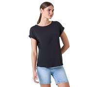 Roman Plain Stretch Cotton Jersey T-Shirt for Women UK - Ladies Spring Everyday Summer Holiday Round Neckline Comfy Short Sleeve Soft Woven Fabric Tee Daywear Vacation Shirts - Black - Size 10