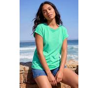 Roman Plain Stretch Cotton Jersey T-Shirt for Women UK Ladies Spring Everyday Summer Holiday Round Neckline Comfy Short Sleeve Soft Woven Fabric Tee Daywear Vacation - Aqua - Size 18
