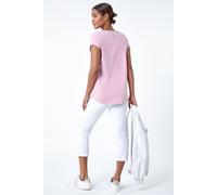Roman Plain Stretch Cotton Jersey T-Shirt for Women UK - Ladies Spring Everyday Summer Holiday Round Neckline Comfy Short Sleeve Soft Woven Fabric Tee Daywear Vacation Shirts - Light Pink - Size 20