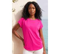 Roman Plain Stretch Cotton Jersey T-Shirt for Women UK Ladies Spring Everyday Summer Holiday Round Neckline Comfy Short Sleeve Soft Woven Fabric Tee Daywear Vacation - Pink - Size 20