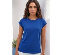 Roman Plain Stretch Cotton Jersey T-Shirt for Women UK Ladies Spring Everyday Summer Holiday Round Neckline Comfy Short Sleeve Soft Woven Fabric Tee Daywear Vacation - Royal Blue - Size 20