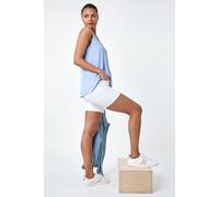 Roman Plain V-Neck Stretch Jersey Vest Top In Light Blue Light Blue 16