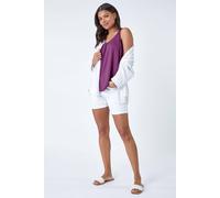 Roman Originals Vest Top for Women UK - Ladies Tank Tops Tunic Summer Blouse Cami Camisole V-Neck Stretch Jersey Casual Sleeveless Beach Party Lounge Holiday Spring - Plain Black - Size 18