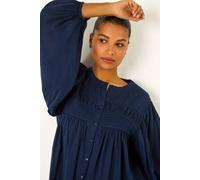 Roman Women's Pleat Detail Button Through Blouse in Navy | Size: 18 Roman Navy 18