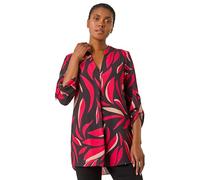 Roman Pleat Front Top for Women UK Ladies Pleated Shirt Notch V Neck Blouse Summer Tunic Spring Pull-On Comfy Soft Evening Holiday Vacation Work Party Everyday - Red & Black - Size 10