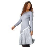 Roman Pleated Border Ribbed Knit Dress In Light Grey Light Grey 20