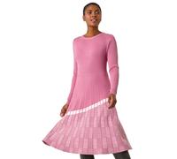 Roman Pleated Border Ribbed Knit Dress In Rose Rose 18