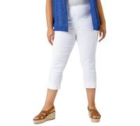 Roman Originals Plus Size Cropped Trousers for Women UK Ladies Curve Capri Leggings Summer Pants Short Crop Stretch 3/4 Length Three Quarter Pedal Pusher Clothes Elasticated - White - Size 30