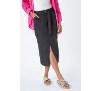 Roman Originals Pocket Detail Cargo Skirt for Women UK - Ladies Everyday Holiday Spring Summer Comfy Soft Evening Vacation Work Party - Black - Size 20