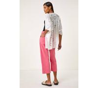 Roman Originals Pointelle Heart Knit Cardigan for Women UK - Ladies Everyday Holiday Spring Summer Comfy Soft Evening Vacation Work Party - Ivory - Size M