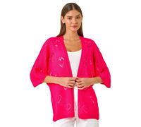 Roman Pointelle Heart Knit Cardigan In Pink Pink L