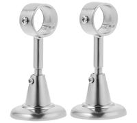 Roman Pole Bracket Set of 2 Metal Ceiling Mount Curtain Pole Brackets for 28Mm Rods Silver Finish for Enhanced Ceiling Height